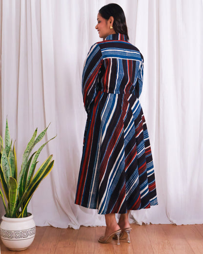Megan Circular-cut Jahota Handblock Print Midi Dress
