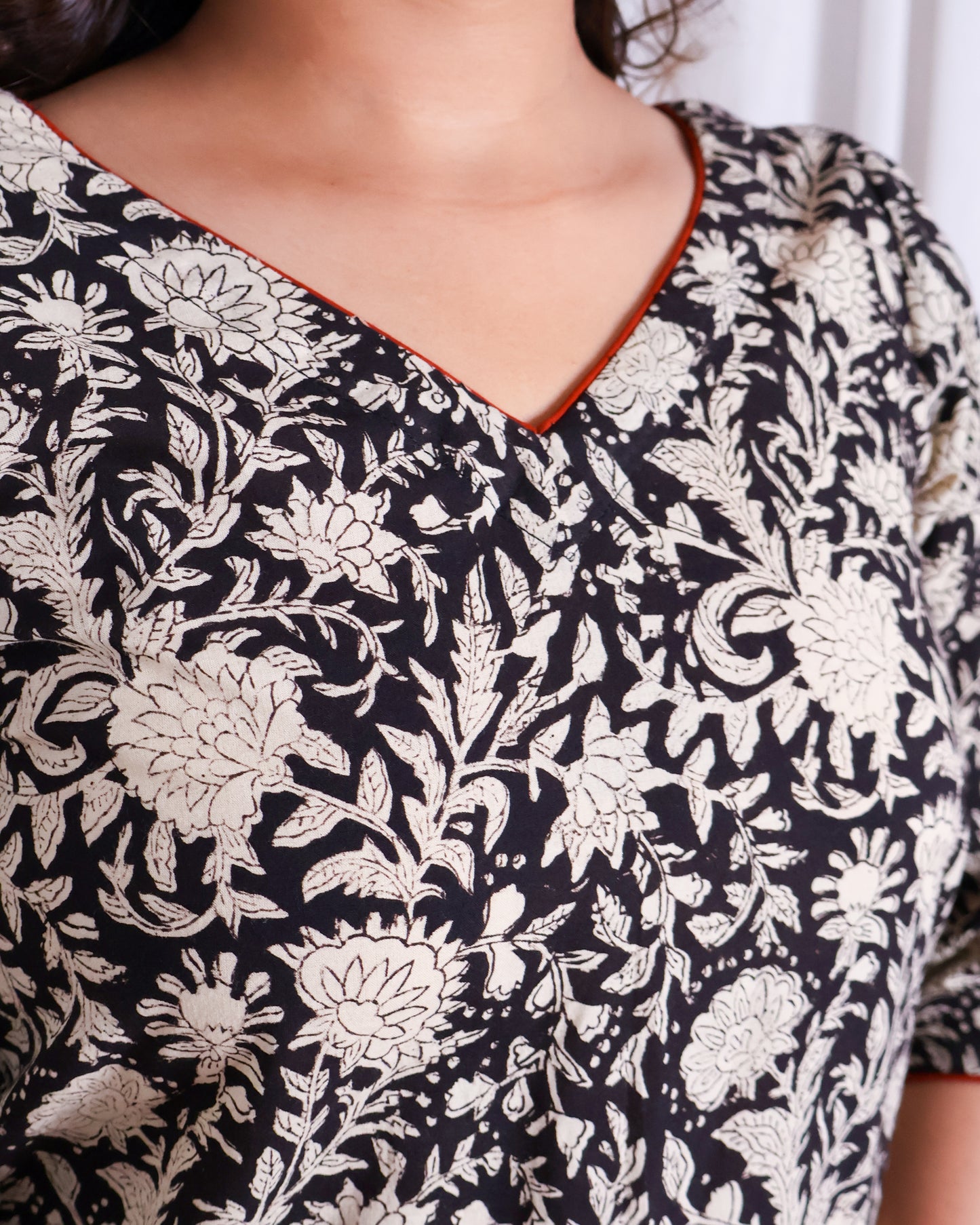 Vivian Black HandBlock Bagru Print Cotton Kurta Set