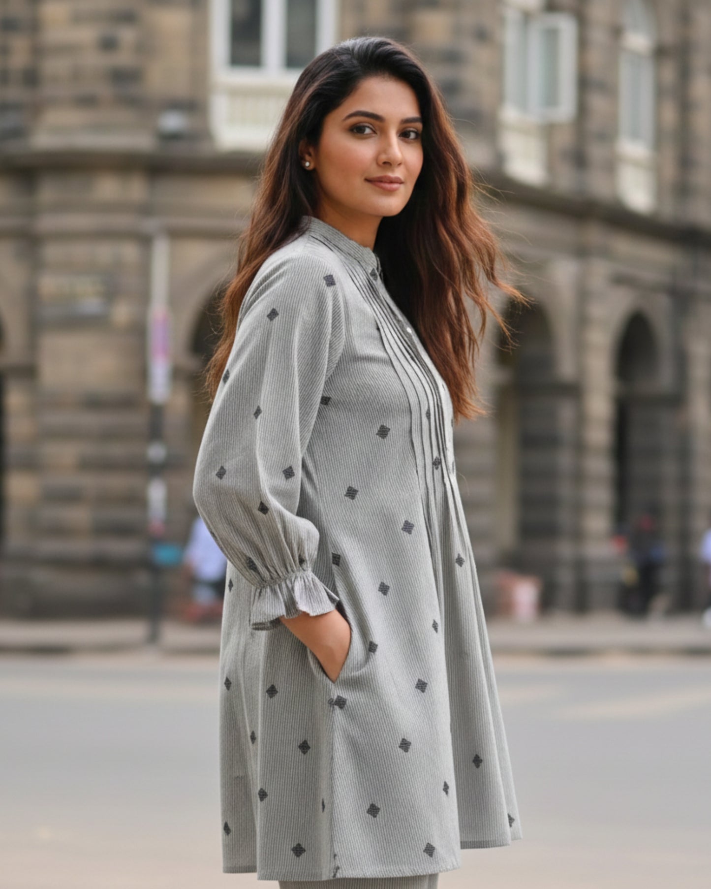 Macy Pintucks Short Cotton Kurta Set
