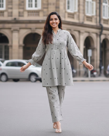 Macy Pintucks Short Cotton Kurta Set