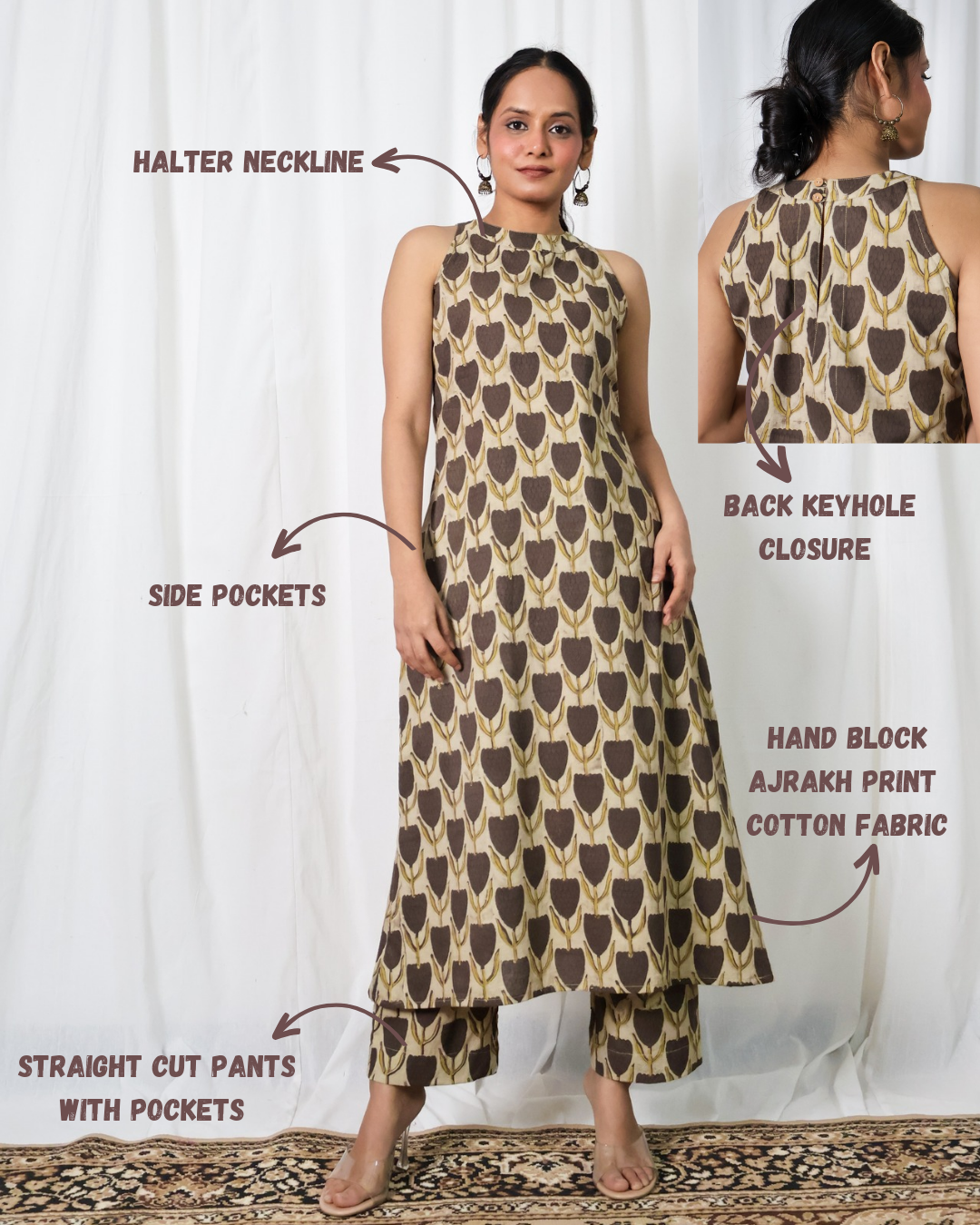 Hazel Ajrakh print Kurta set