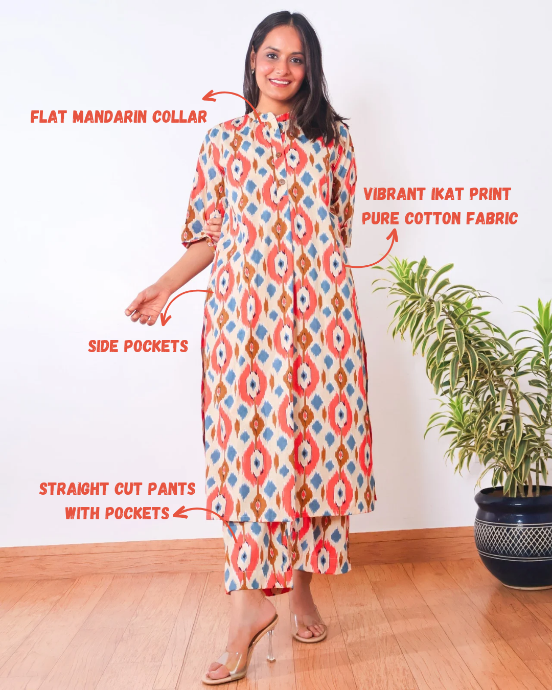 Joy Cotton Ikat Kurta Set