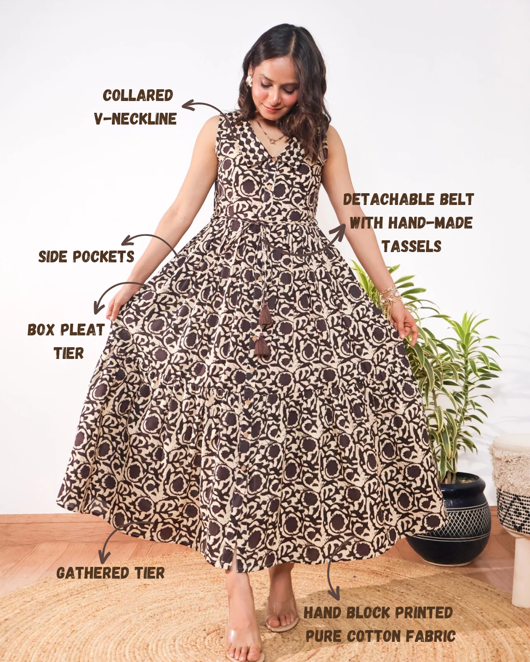Natalie Bohemian Cotton Flared Maxi Dress