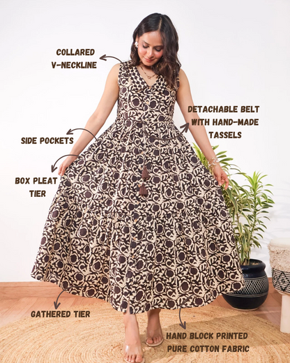 Natalie Bohemian Cotton Flared Maxi Dress