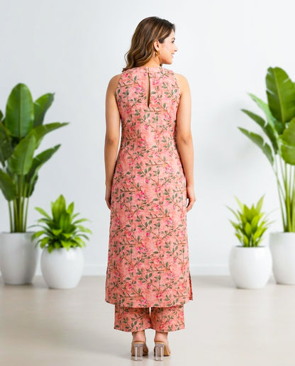 Alizeh Pink Sleeveless Cotton Kurta set