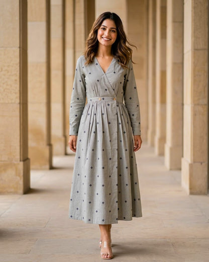 Macy Fit and Flare Cotton Wrap Dress
