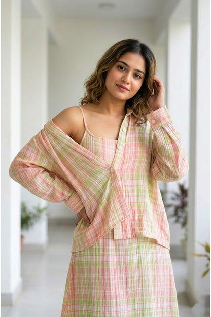 Eve Checkered Cotton Midi Dress with Shirt