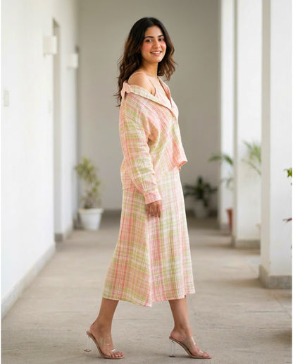 Eve Checkered Cotton Midi Dress with Shirt