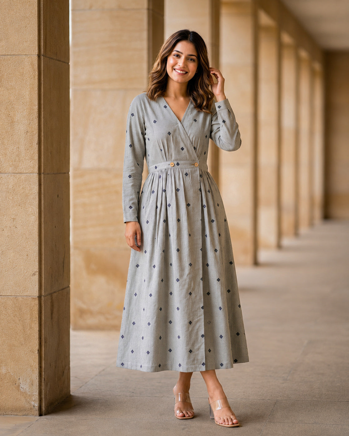 Macy Fit and Flare Cotton Wrap Dress